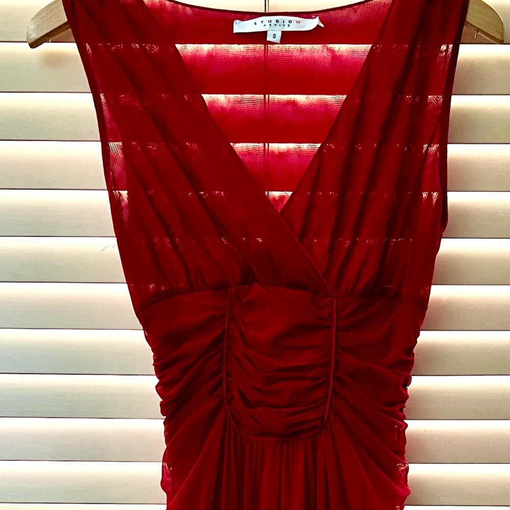 Red, lined , high/low cocktail dress